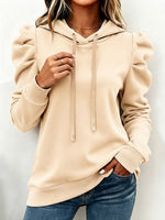 Chic Puff-sleeve Hooded Sweatshirt
