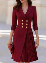 Chic Suit-style Pleated Wrap Dress