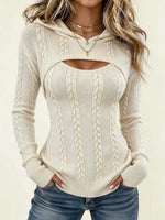 Maglione con cappuccio ritagliato a trecce da donna