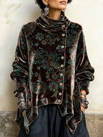 Top lungo in velluto con stampa Paisley in stile vintage