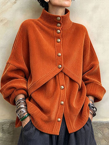 Top in velluto a coste oversize in due pezzi finto rilassato e chic