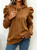 Chic Puff-sleeve Hooded Sweatshirt