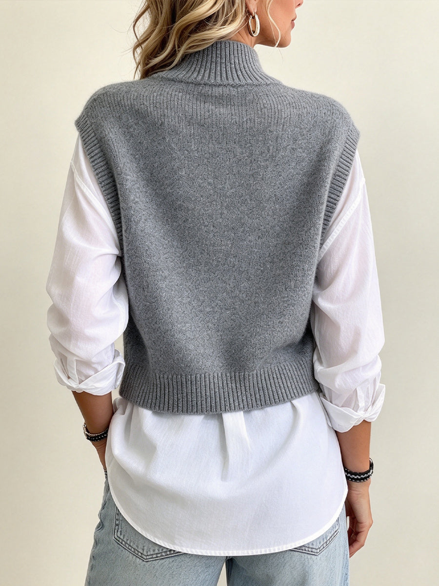 Gilet in maglia chic e camicia bianca in due pezzi