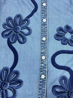 Vintage-Jeanshemd mit Blumenstickerei