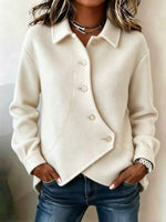 Casual Wool-blend Coat With Asymmetric Front