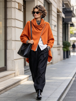 Chaqueta estilo suéter con cremallera asimétrica naranja urbana elegante