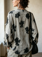 Artistic Floral Pattern Oversized Asymmetrical Jackets