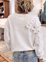 Chic Edgy Autumn Winter Casual Streetwear White Pullover Sweatshirt