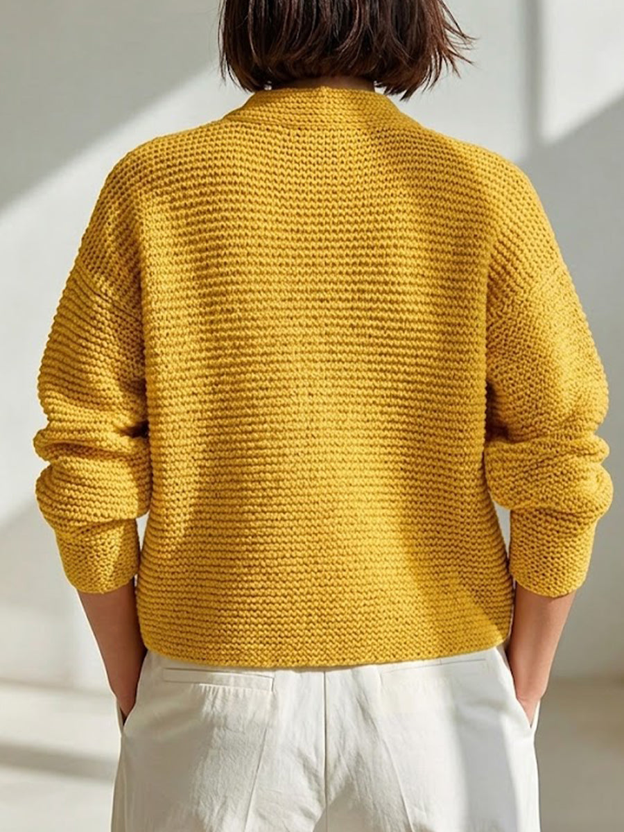 Comodo cardigan in maglia grossa con colletto rialzato