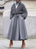 Chic Wool-blend A-line Midi Skirt