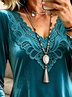 Elegante top in velluto con finiture in pizzo