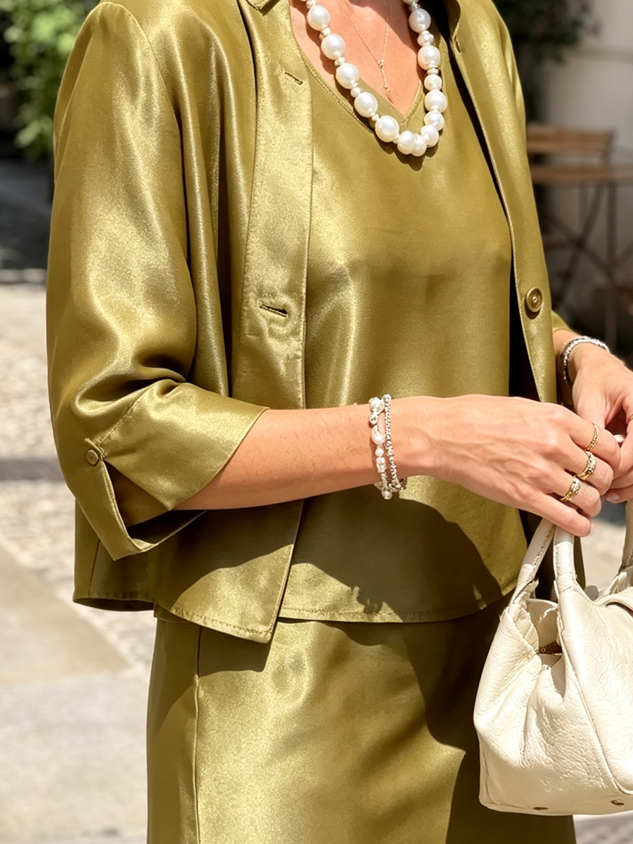 Set da tre pezzi in raso elegante e accogliente