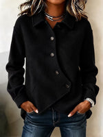 Casual Wool-blend Coat With Asymmetric Front