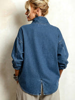 Ŝika Oversized Malsimetria Denim Ĉemizo