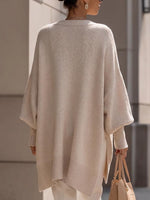 Women's Solid Color Round Neck Long-sleeved Casual Loose Knit Sweater