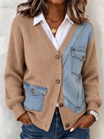 Lässiger Cardigan aus Denim und Strick mit Einsätzen