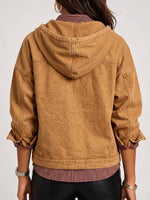 Women's Cardigan Collar Long Sleeve Casual Loose Hooded Pullover