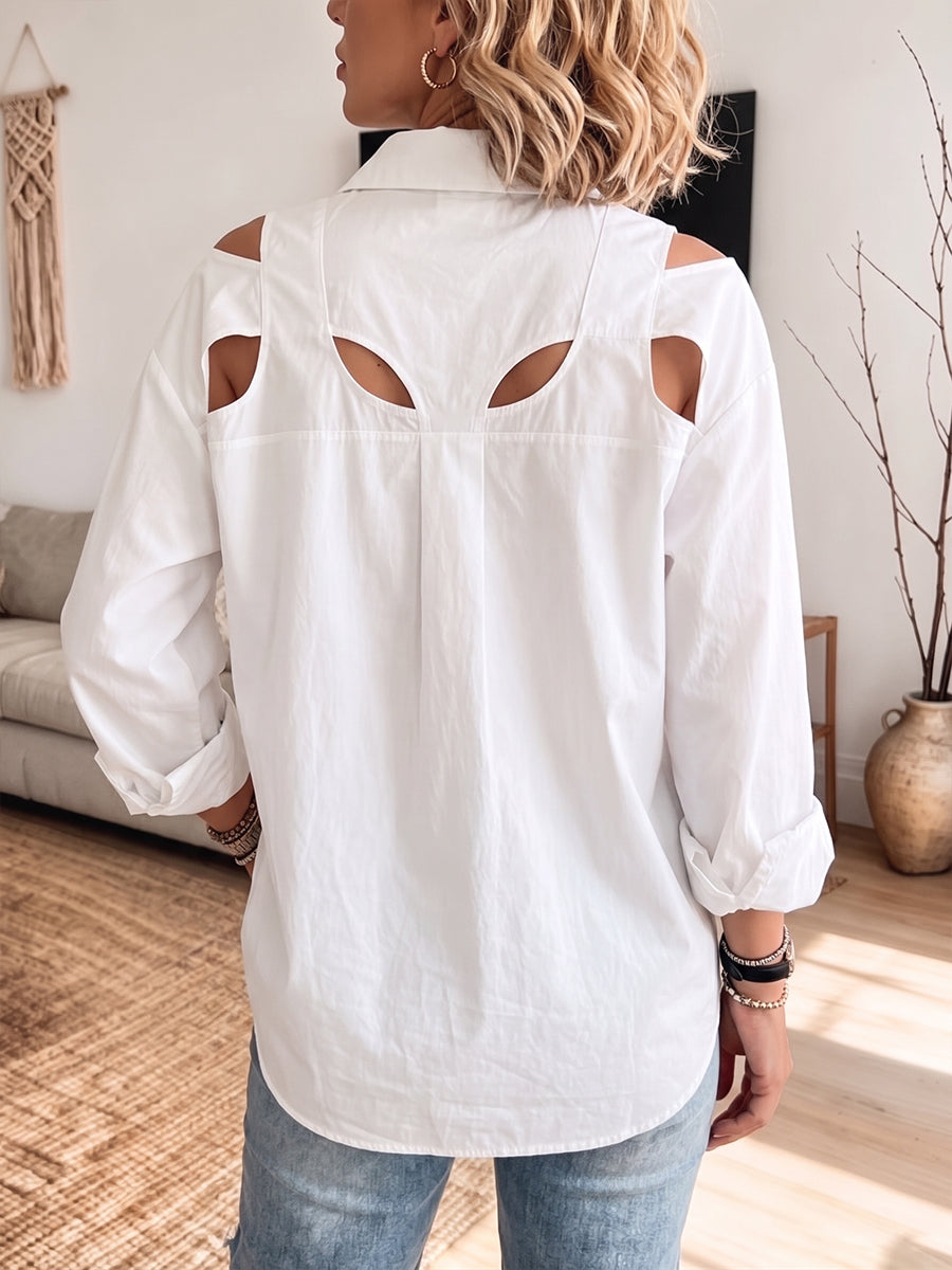 Chic Cut-Out Button-Down Shirt