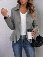 Fitted Double-breasted Blazer With Lapel, Jacquard Pattern, And Ruffle Detail