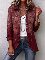 Boho-style Vintage Paisley Ruffled Jacket