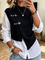 Gilet in maglia chic e camicia bianca in due pezzi
