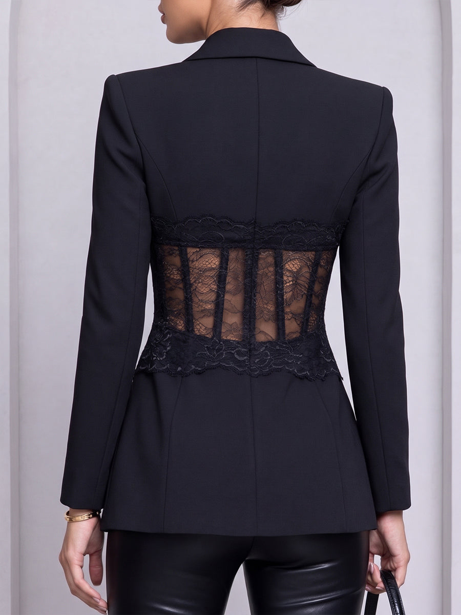 Blazer elegante con corsetto in pizzo trasparente
