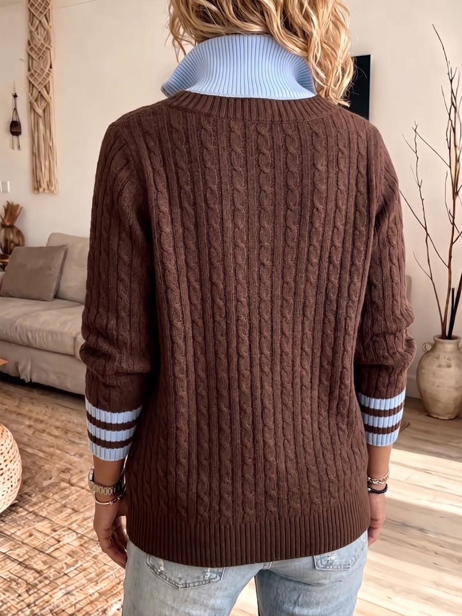 Maglione sportivo lavorato a maglia a trecce con look a strati