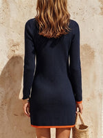 Stylish Casual Color-Block Ribbed Knit Mini Dress