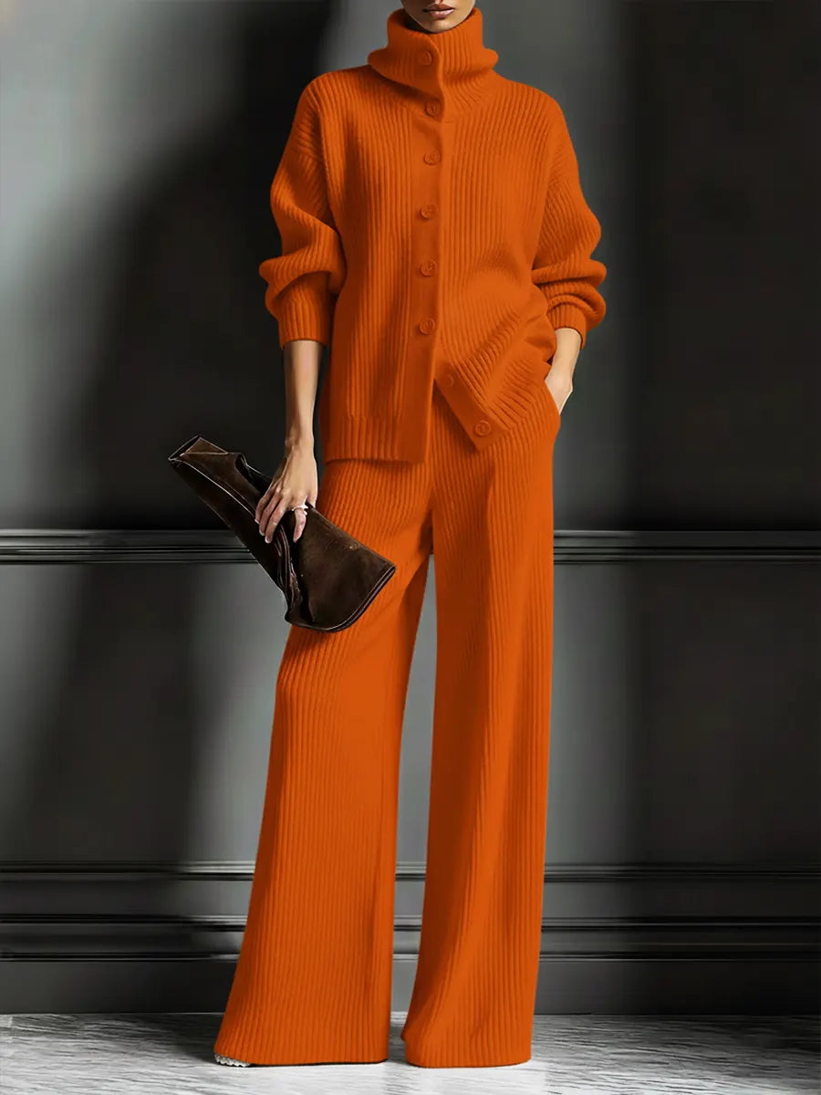 Comodo cardigan maglione e pantaloni da donna Set in due pezzi