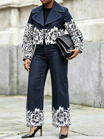 Chic Lace-print Jeans