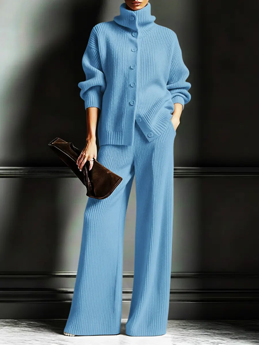Comodo cardigan maglione e pantaloni da donna Set in due pezzi
