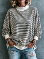 Casual Striped Loose Fit Pullover Top