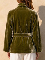 Giacca da donna in velluto dalla vestibilità ampia tinta unita con maniche lunghe e colletto slouchy