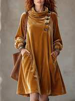 Abito longuette asimmetrico in velluto Boho Chic