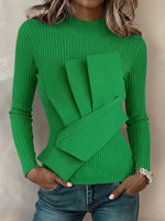 Schickes, plissiertes Overlay-Rippstrickoberteil