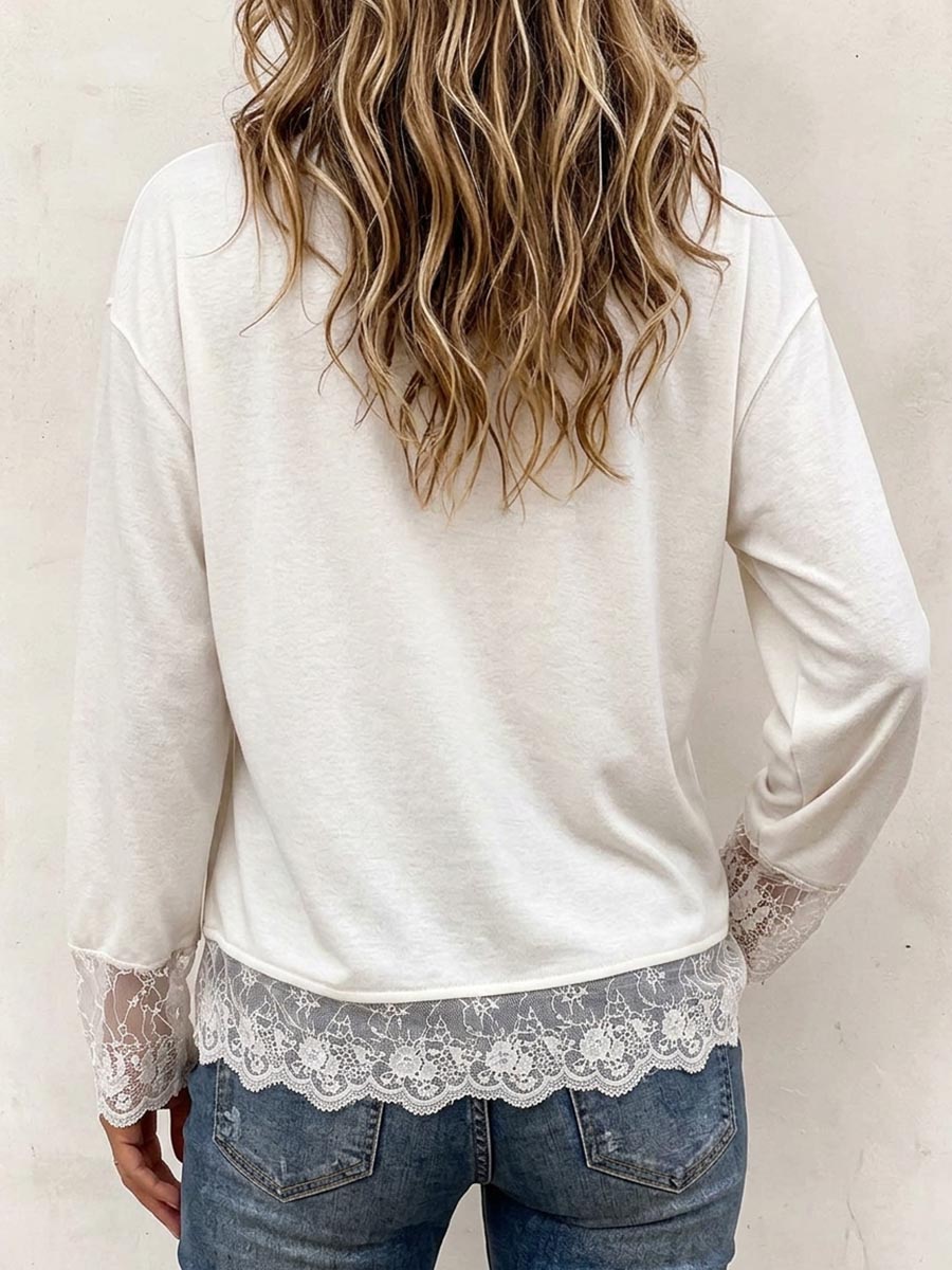 Virina Casual Crewneck Longa Manika Sweatshirt Kun Punto Trim