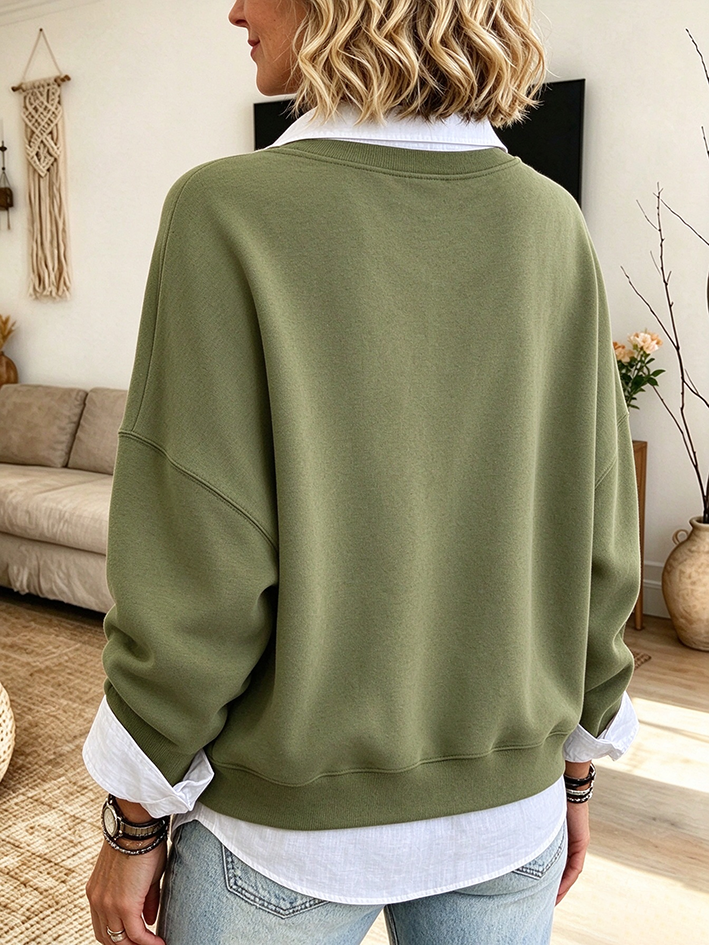 Relaxed Casual Off Shoulder Layered Sweatshirt
