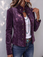Chaqueta vaquera de ante sintético de inspiración vintage con ribete de volantes