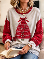 Lässiges, gepunktetes Weihnachtsbaum-Sweatshirt