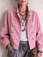 Chaqueta de pana de moda elegante con doble botonadura