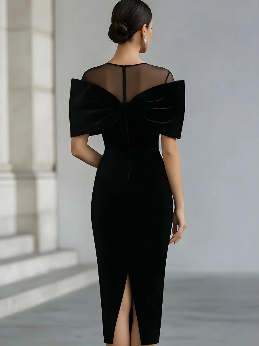 Eleganta Velura Bow Midi Jupo