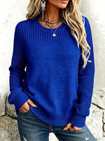 Cozy Textured Open-knit Sleeves Sweater