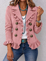 Blazer vintage in tessuto scamosciato con volant