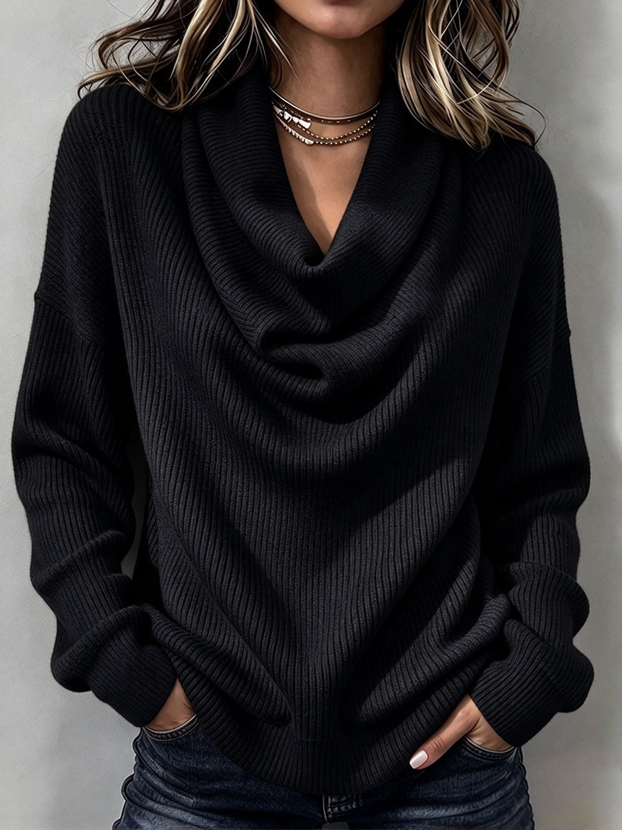 Cozy Ribbed Knit Top with Layered Collar