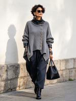 Gemütliche, stilvolle Strickjacke aus Kunstleder