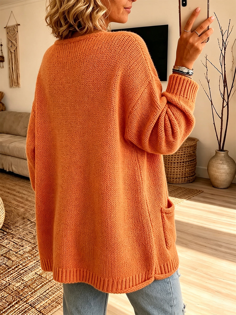 Chic V-Neck Pocket Knit Sweater