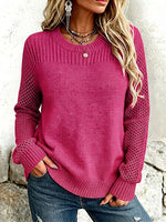 Cozy Textured Open-knit Sleeves Sweater