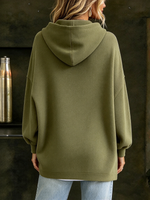 Sudadera De Algodón Con Capucha Y Botones Asimétricos Verde Oliva