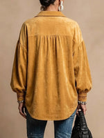 Women's Long-sleeved Collared Faux Suede Shirt With Embroidered Details.