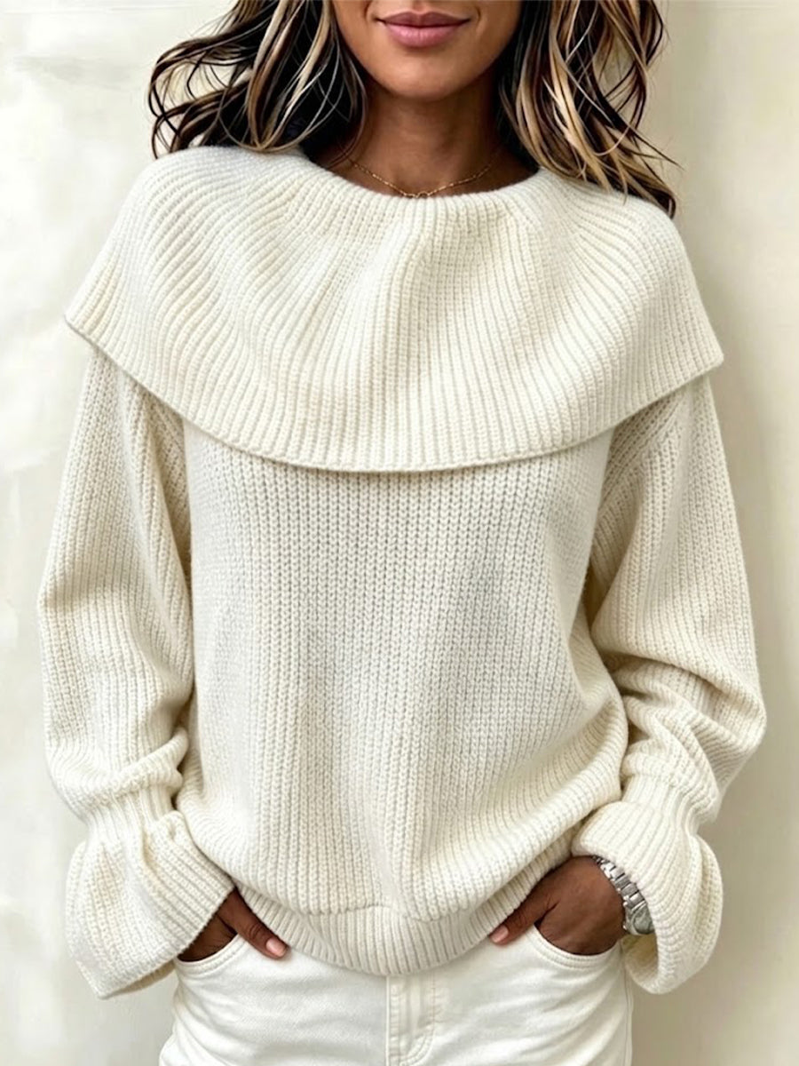 Off-the-shoulder Knit Sweater With Ruffles And Flared Sleeves